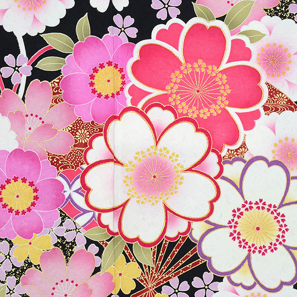 楽天市場】【成人式 振袖 レンタル】RS1792 正絹 黒 扇桜（絹）フル