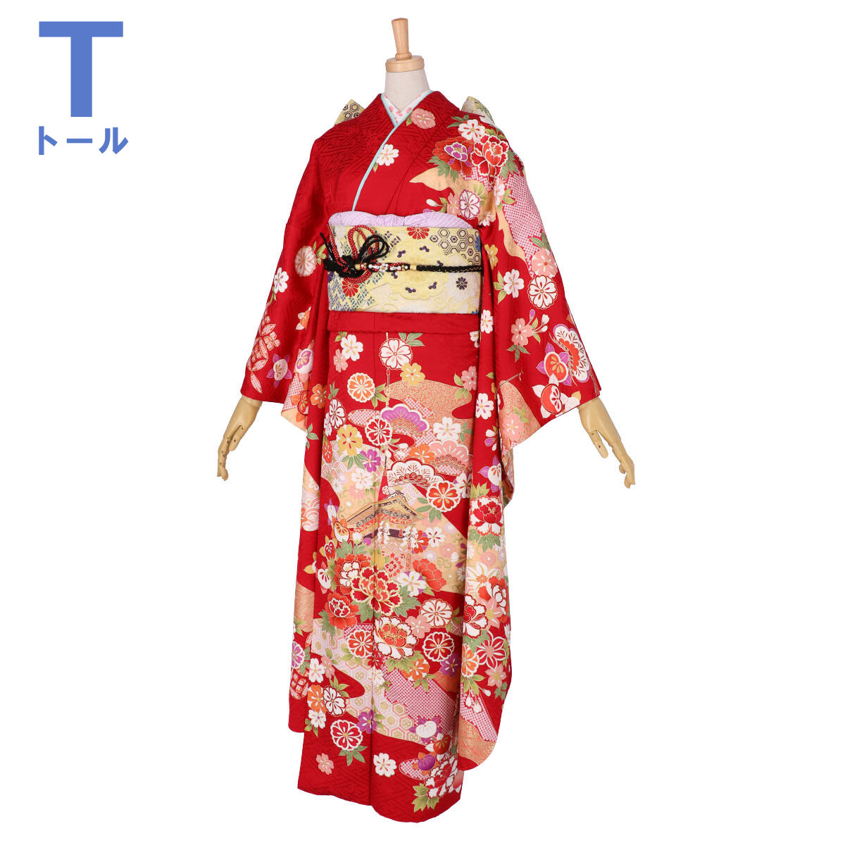 楽天市場】【成人式 振袖 レンタル】RS1894 正絹 赤 牡丹に鉾フル