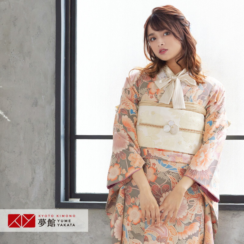 楽天市場】【成人式 振袖 レンタル】RS151オフグレー 花々宝尽くし