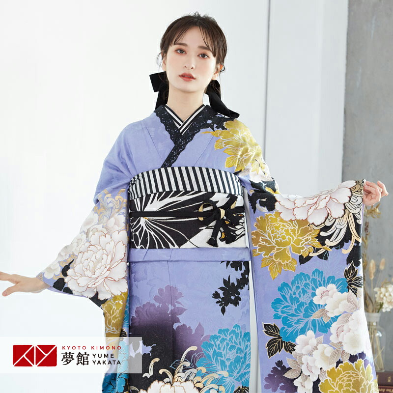 楽天市場】【成人式 振袖 レンタル】RS1079 正絹 藤紫 牡丹に八重桜