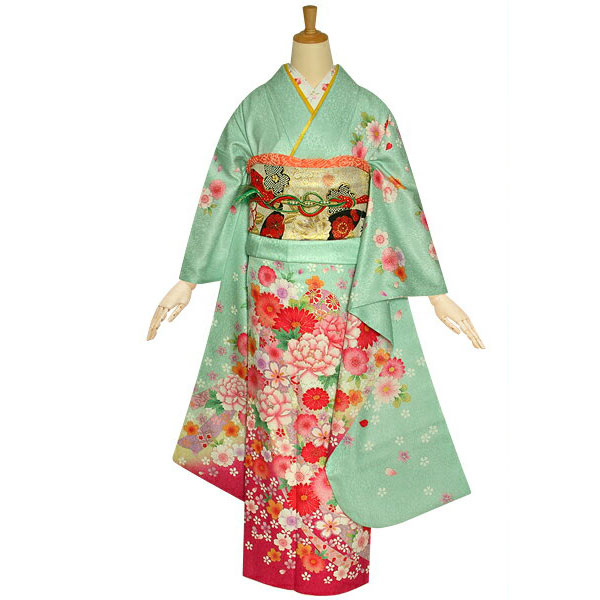 楽天市場】【成人式 振袖 レンタル】RS1158 正絹 ミントグリーン 桜