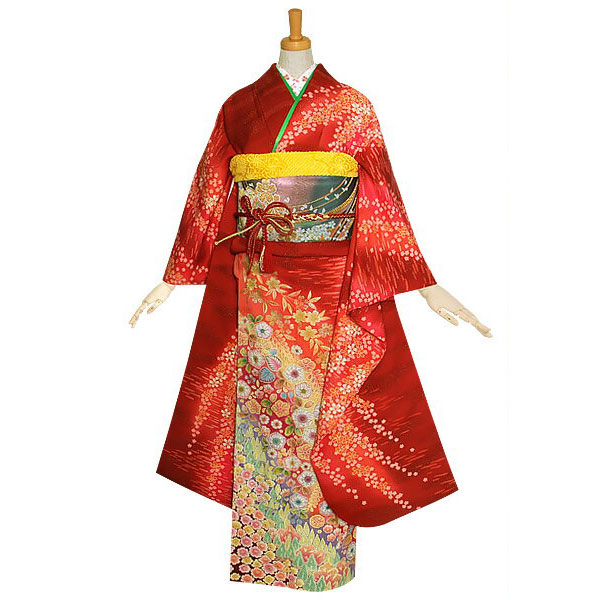 楽天市場】【成人式 振袖 レンタル】RS1176 正絹 赤 桜霞に辻が花フル