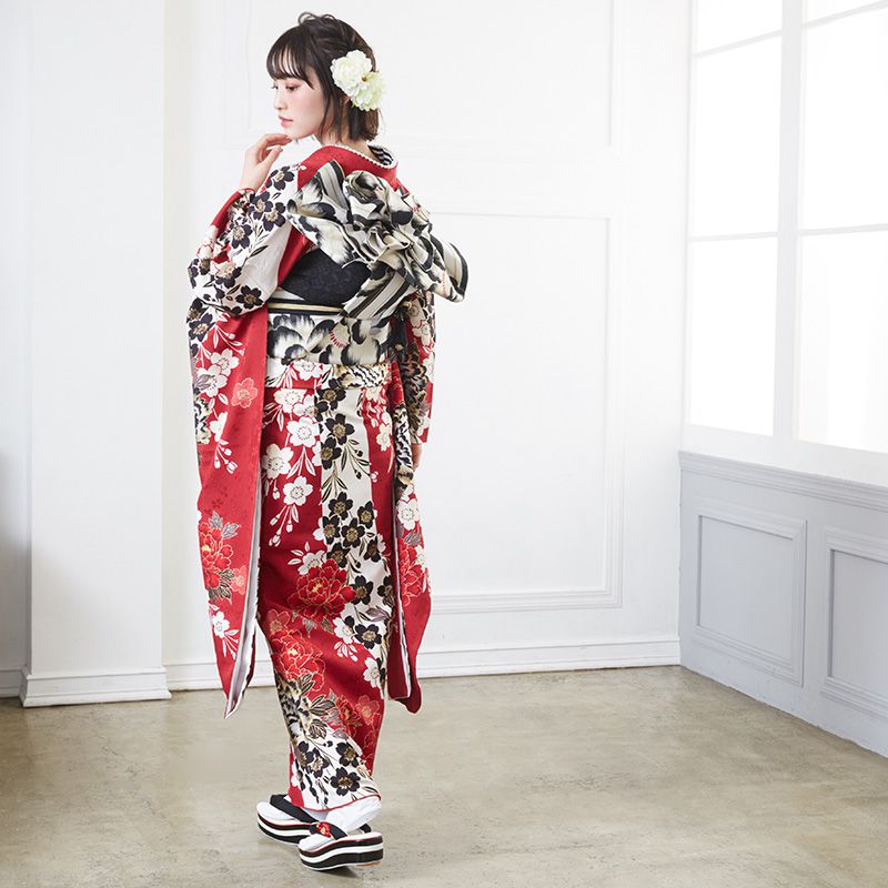 楽天市場】【成人式 振袖 レンタル】RS1358 正絹 赤 豪華金彩 牡丹桜