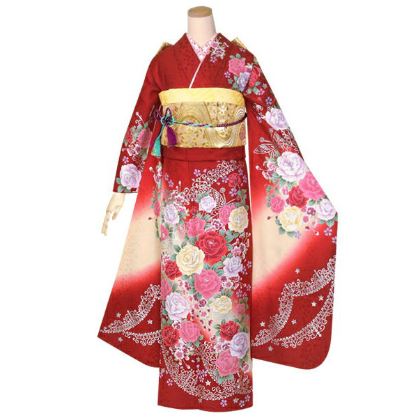 楽天市場】【成人式 振袖 レンタル】RS1386 正絹 赤 薔薇とティアラ