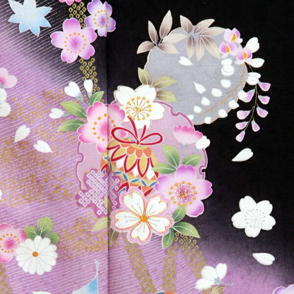 楽天市場】【成人式 振袖 レンタル】RS247 正絹 黒紫ぼかし しだれ桜と