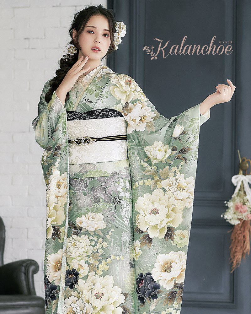 楽天市場】【振袖 レンタル】 結婚式 結納R2055 正絹 モスグリーン