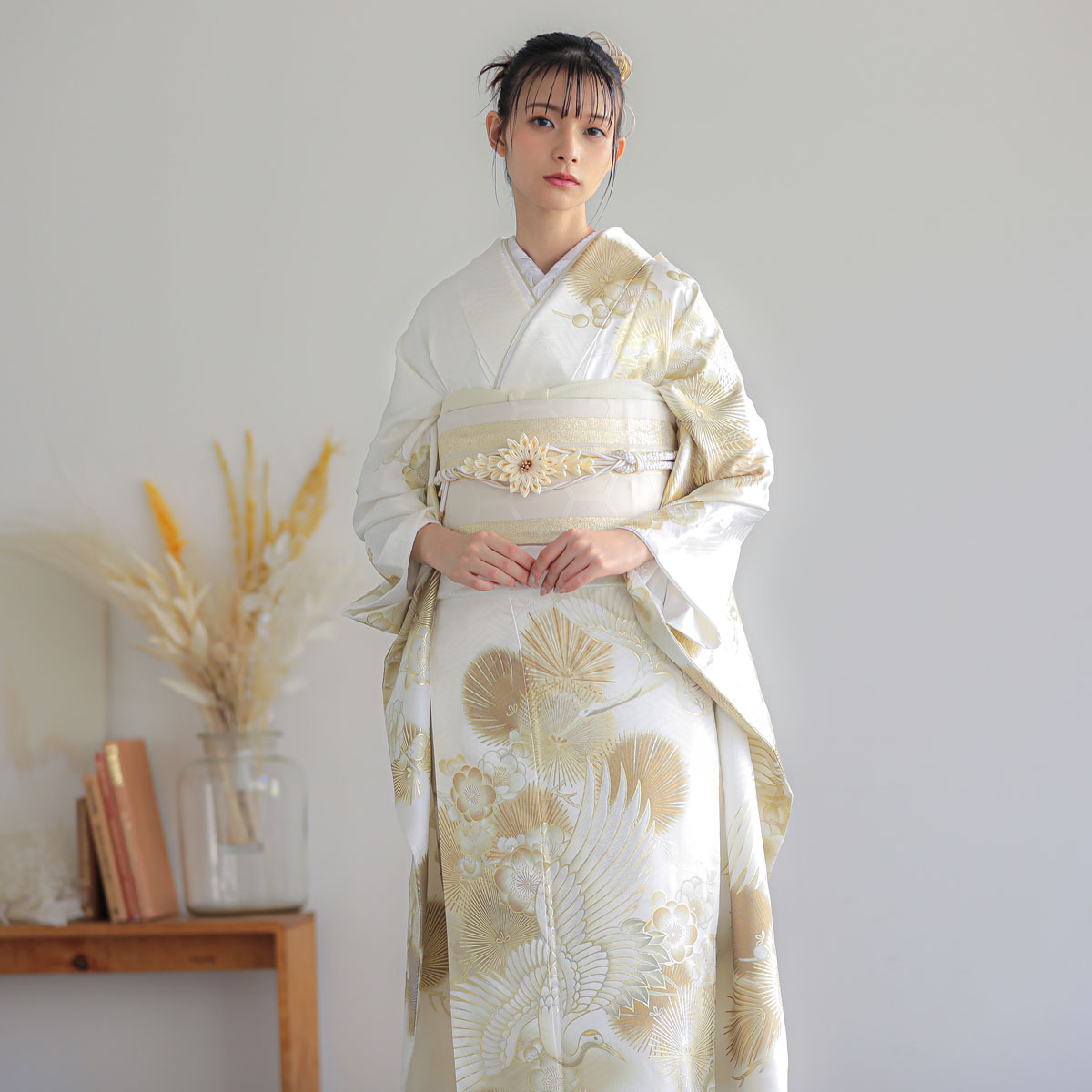 大特価】ワケアリ 振袖セット 成人式 正絹 着付け練習用 白 103 ○ 大