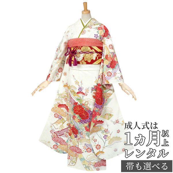 楽天市場】【成人式 振袖 レンタル】RS494 正絹 白 古典 花くす玉に