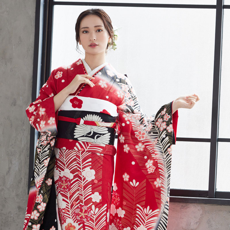 振袖成人式総絞りフルセット正絹赤