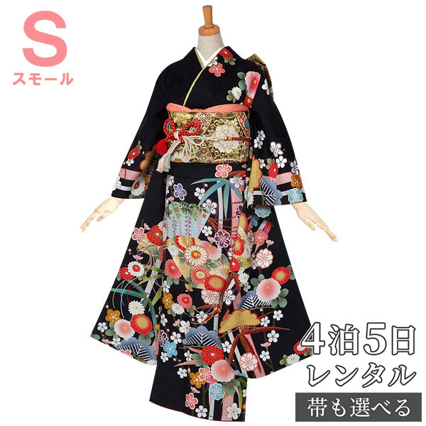 楽天市場】【振袖 レンタル】 結婚式 結納R539 正絹 黒 松竹梅花扇