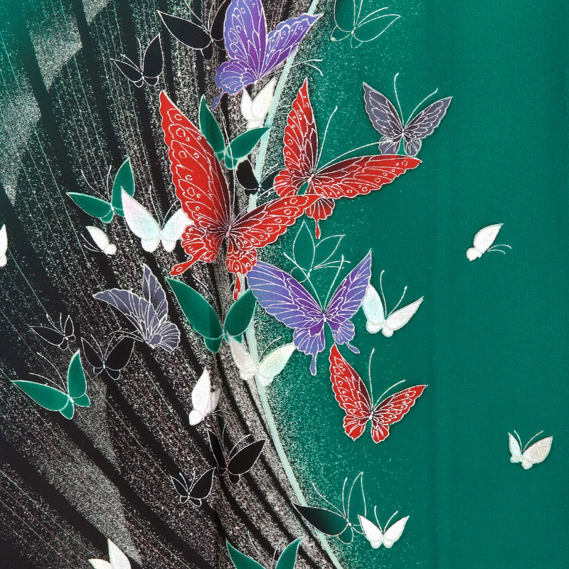 楽天市場】【振袖 レンタル】 結婚式 結納R669 正絹 グリーン 蝶の舞