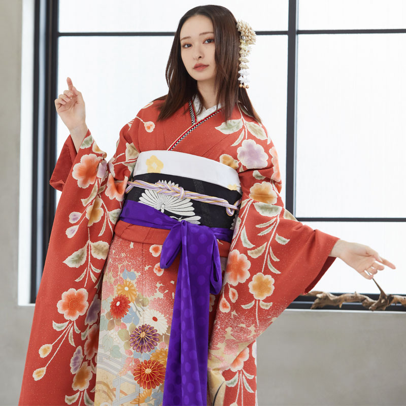 ≪早い者勝ち≫【美品】 振袖 正絹 花柄 桜 成人式 単品 赤 67