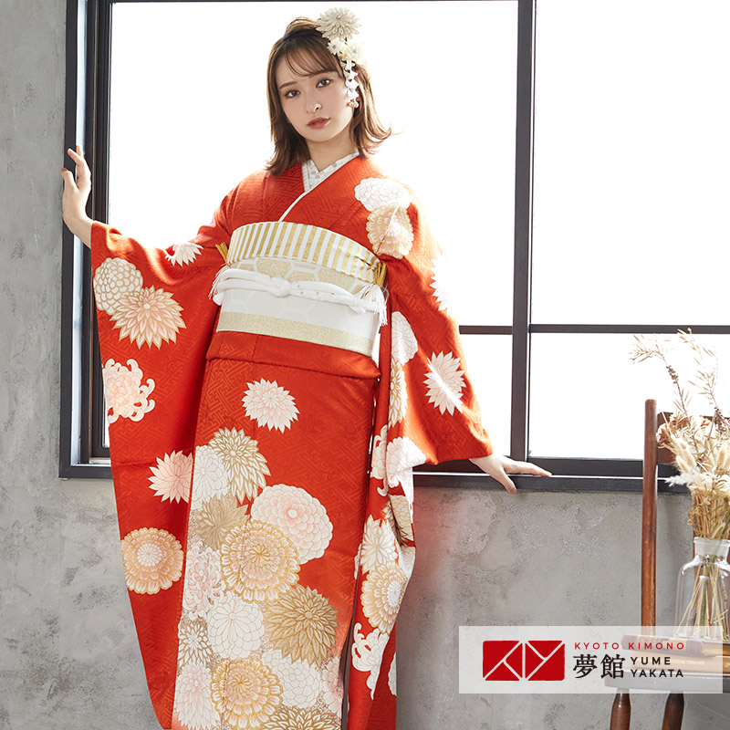 楽天市場】【振袖 レンタル】 結婚式 結納R876 正絹 朱色 絢爛菊華