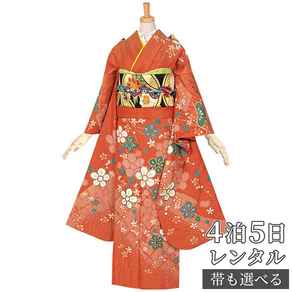 楽天市場】【振袖 レンタル】 結婚式 結納R878 正絹 朱色 絞り松梅