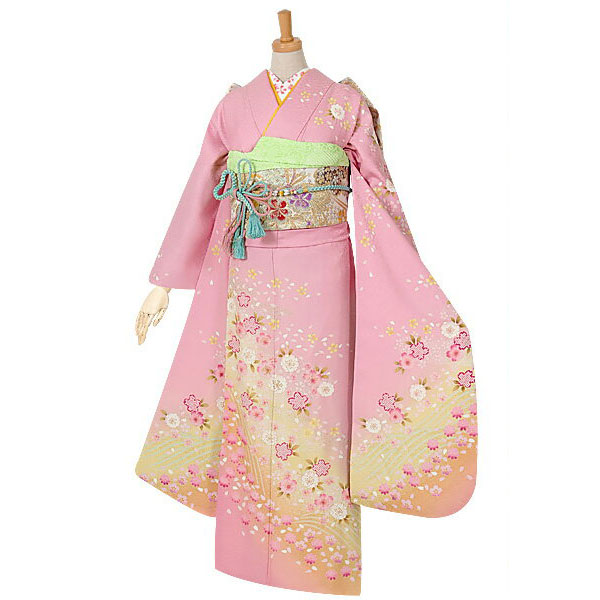 楽天市場】【振袖 レンタル】 結婚式 結納R839 正絹 ピンク 桜 振袖