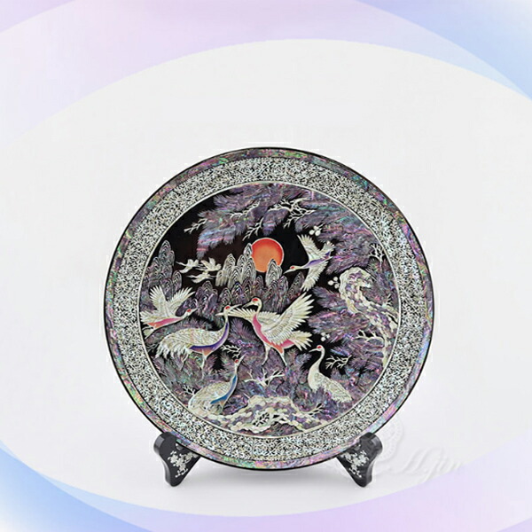 楽天市場】韓国螺鈿 螺鈿漆器 螺鈿 高級 丸皿の置物 松の木 鶴 韓国