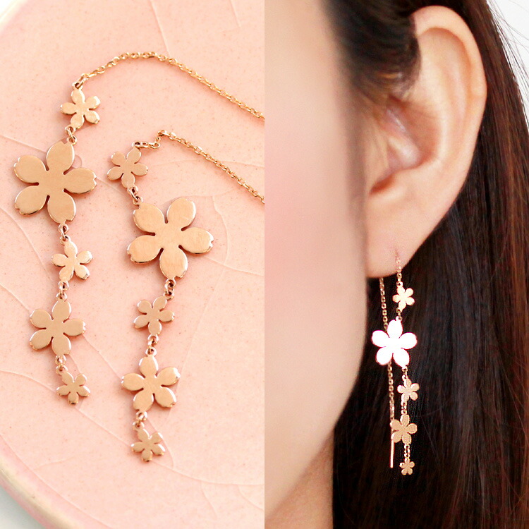 楽天市場】【最短当日出荷】桜モチーフ K18 ピンクゴールド アメリカン