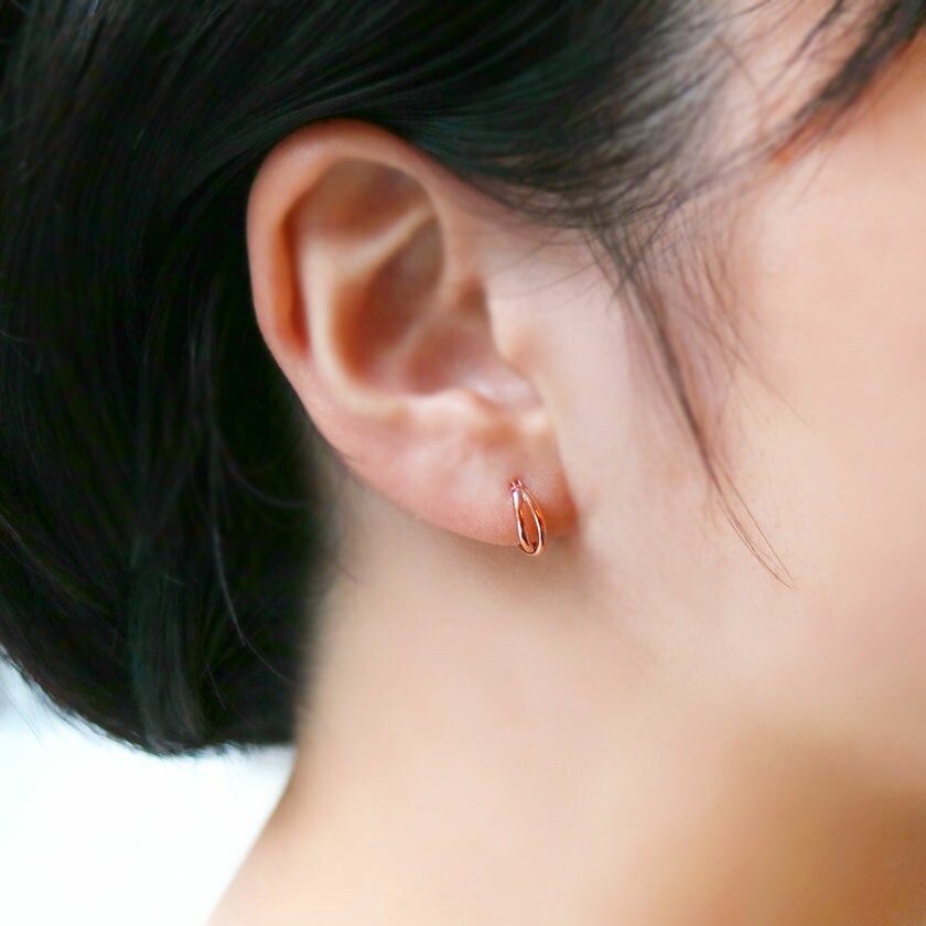 楽天市場】【最短当日出荷】K10ピンクゴールド ダブルフープピアス
