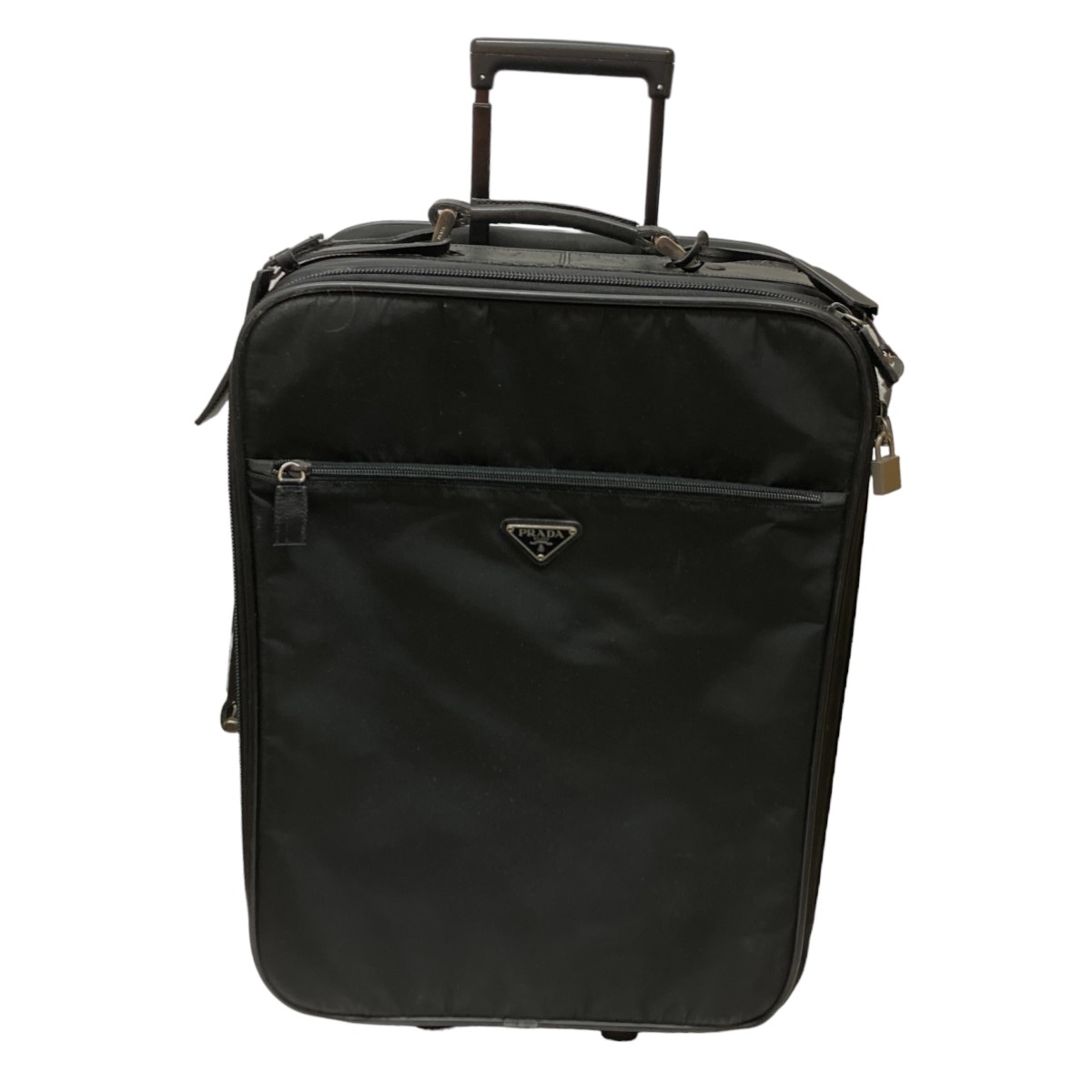 保存袋・南京錠付】 プラダ キャリーケース 2室 スーツケース 三角ロゴ