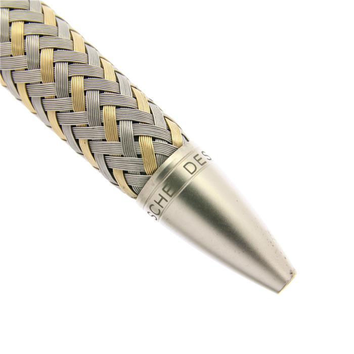 ポルシェデザイン 編み込みボールペン ステンレス、k14ゴールド中古品