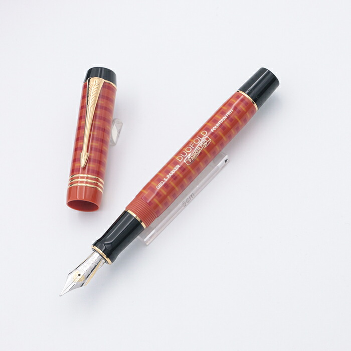 A4【used】PAKER デュオフォールドスカーレッドタナガー 万年筆スタンド