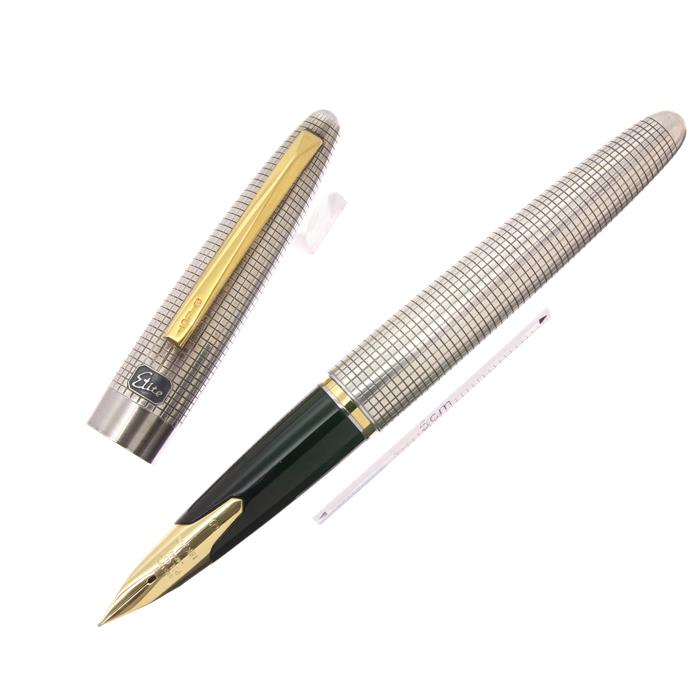 パイロット エリート 格子柄 万年筆 18K 750 F ヴィンテージ
