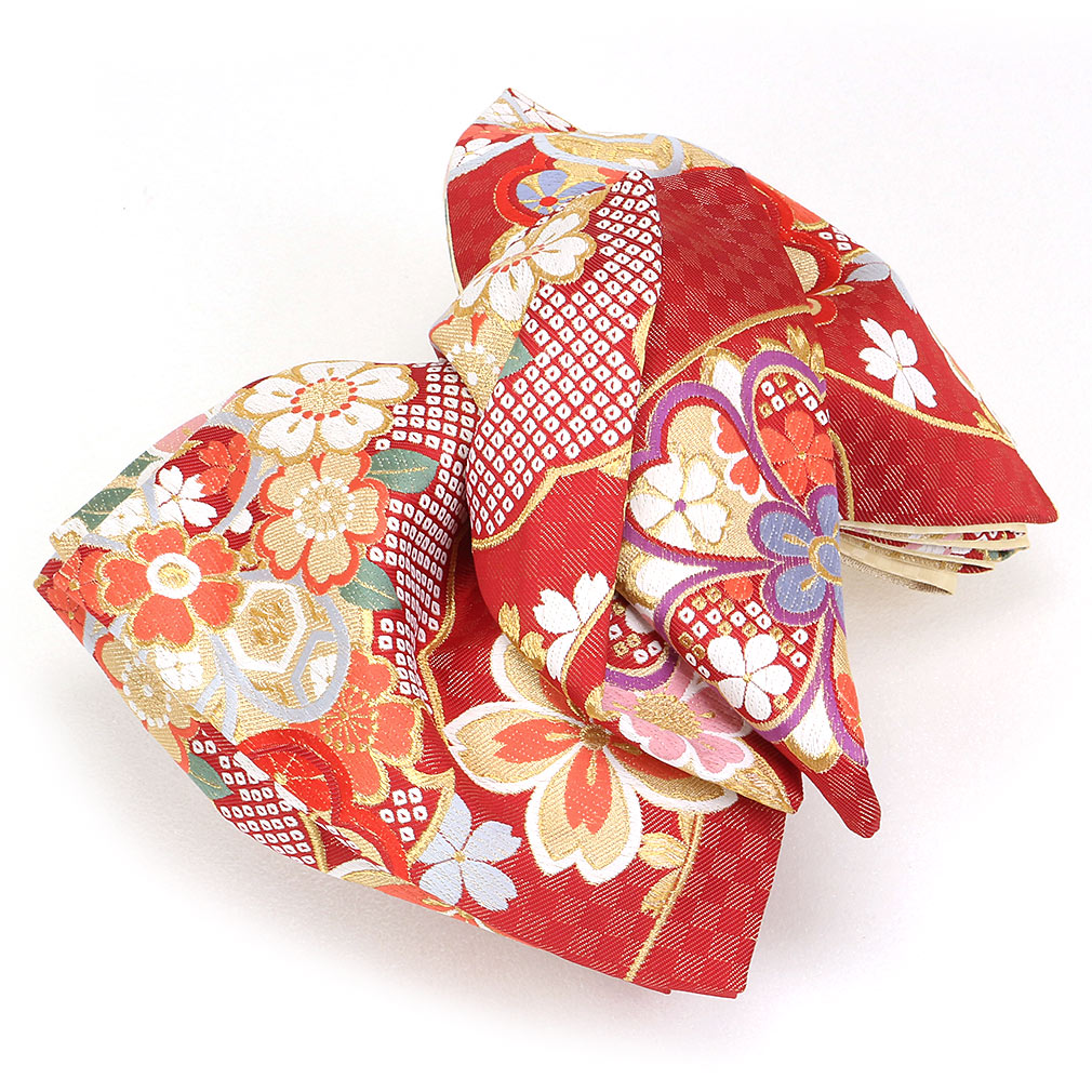 楽天市場】袋帯 振袖用 成人式 赤 雪輪 鹿の子 桜 西陣織 浅田叡一織物