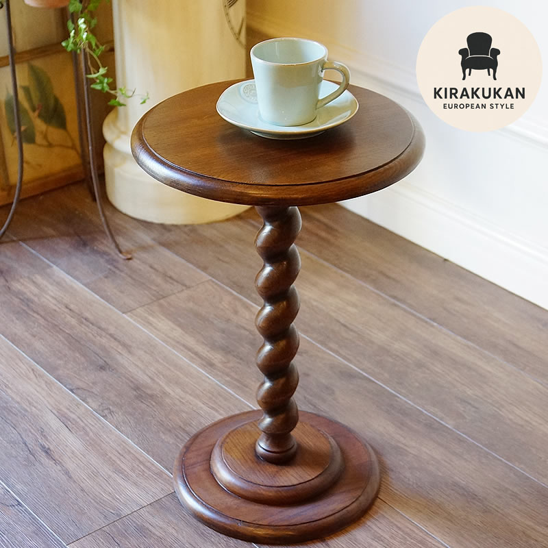 英国アンティーク オーク無垢 ラウンドコーヒーテーブル サイド