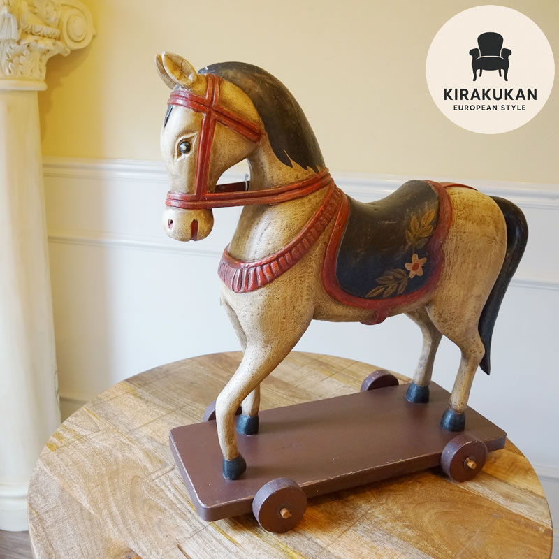 レトロ、アンティーク 木彫りの馬 オブジェインテリア