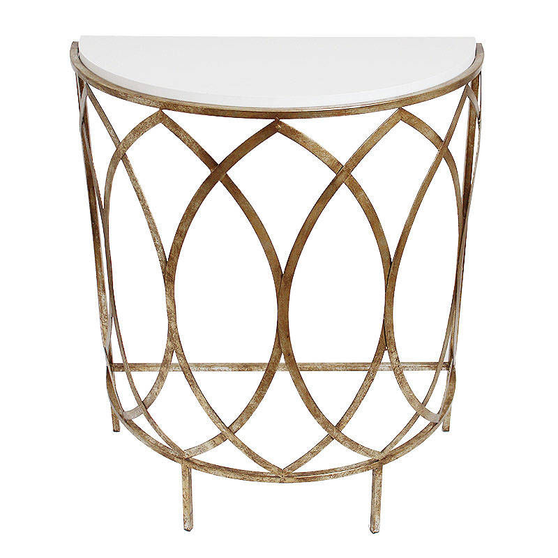 楽天市場】アイアン コンソールテーブル アンティーク ゴールド 半円