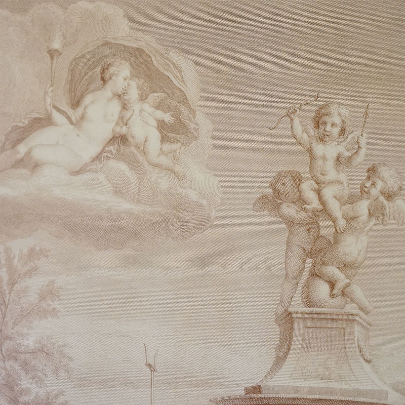 アンティーク調 天使の絵 木額装 アンティーク調 天使の絵 木額装