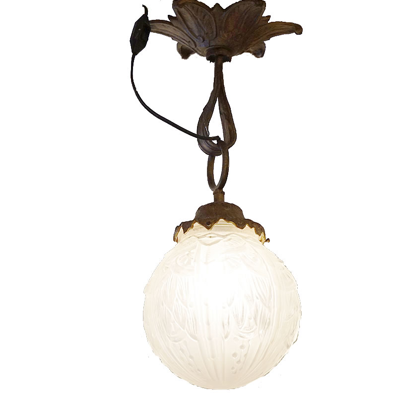 アンティーク調 ガラス ペンダントライト ランプ 1灯 真鍮 アールヌーボー