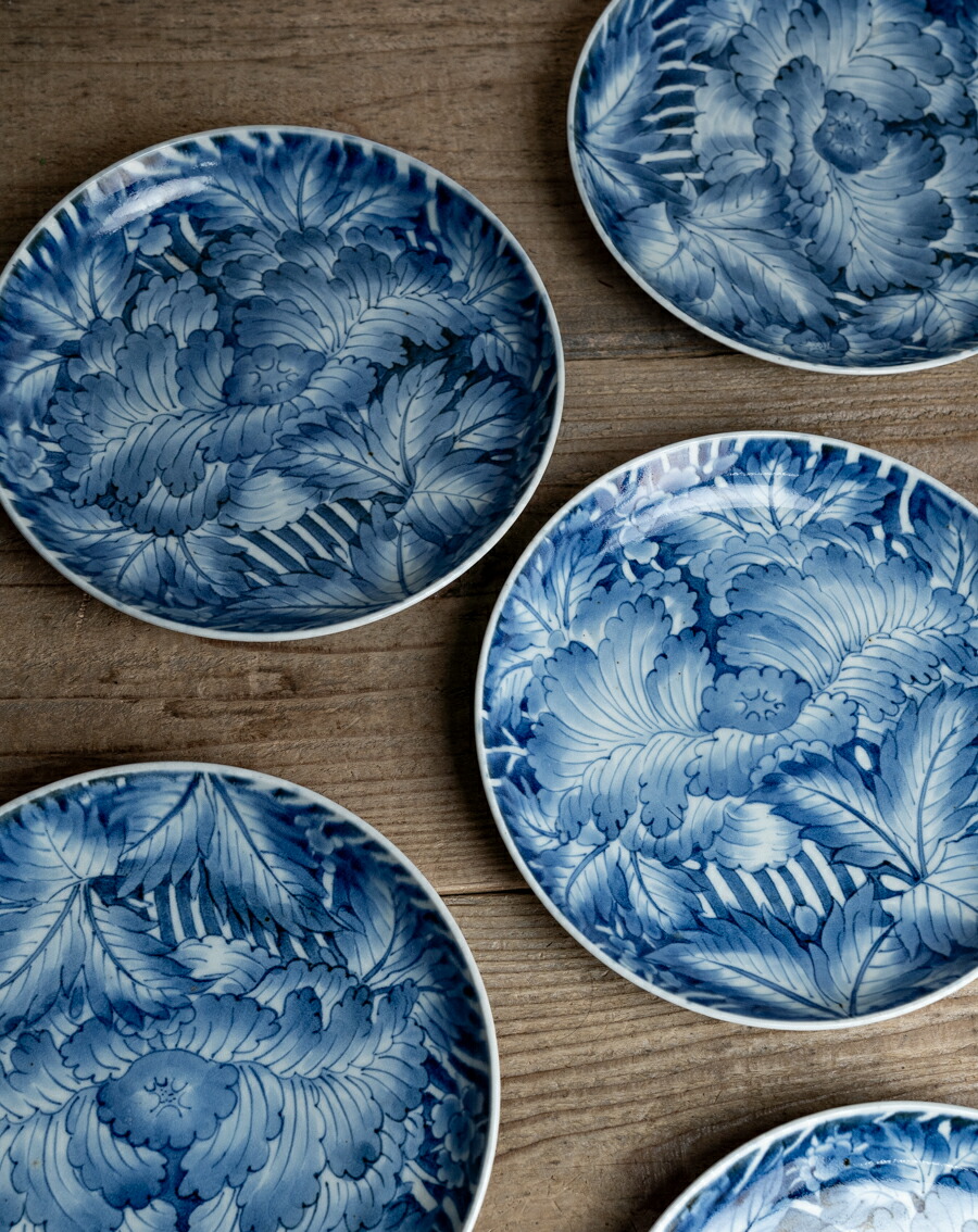 骨董○古伊万里染付牡丹文皿○ | 江戸中期-18世紀頃 | / 肥前磁器