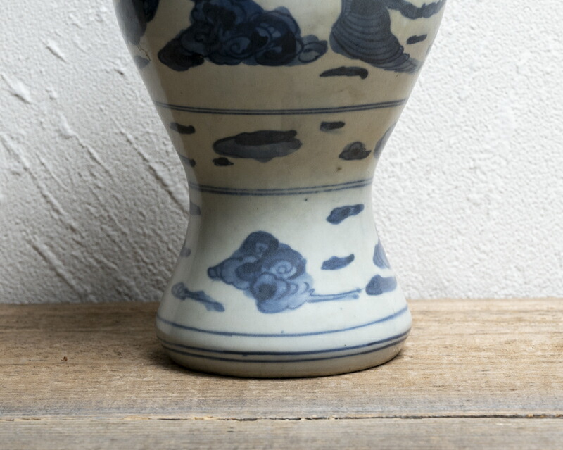 中国元明朝染付白釉龍文梅瓶染付骨董 美術品コレクション唐物江戸青磁