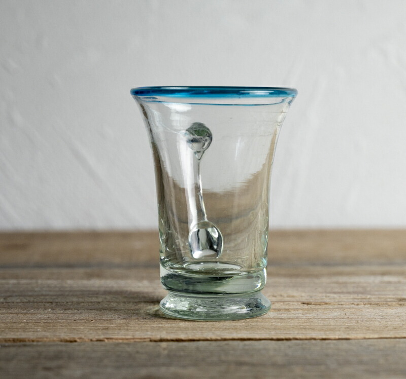 骨董 時代ガラス 超希少若草色 取手付き 厚底 アイスクリームコップ