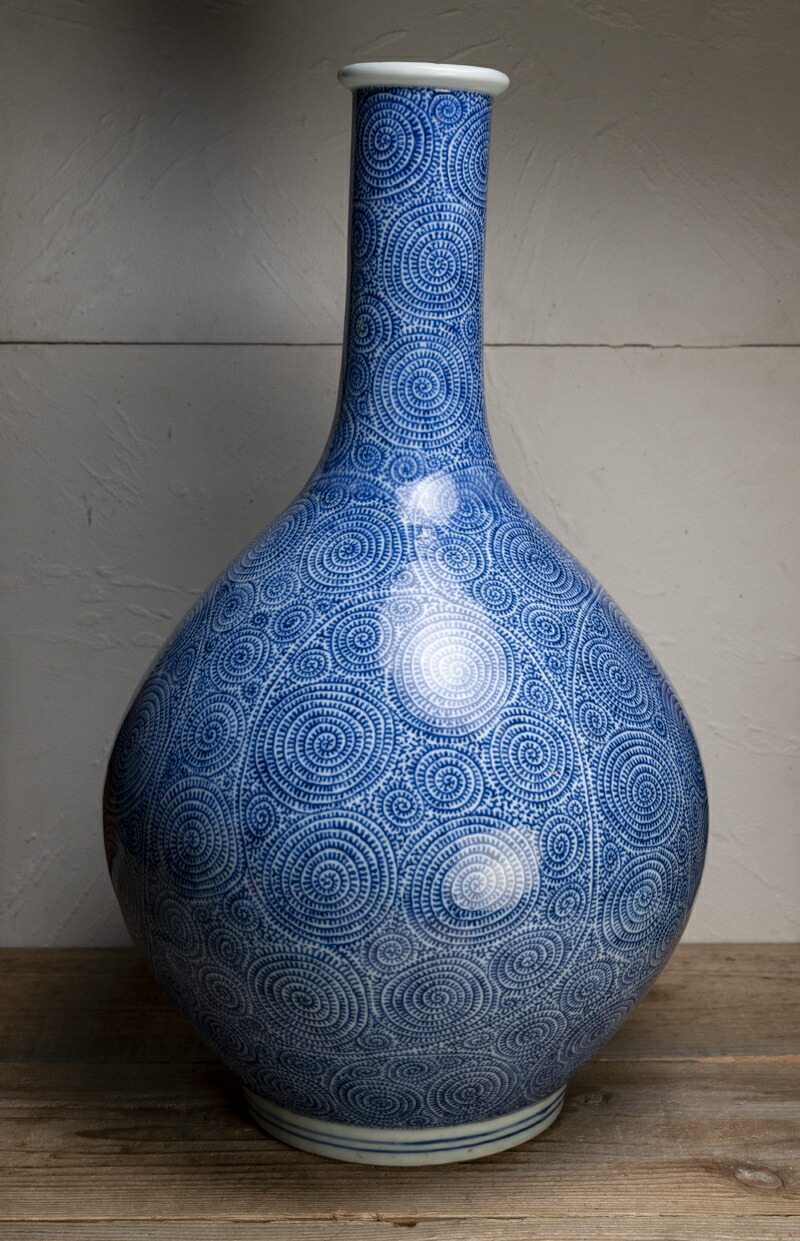 M-1260 古伊万里染付蛸唐草紋様 油壷 M-1260 古伊万里染付蛸唐草紋様