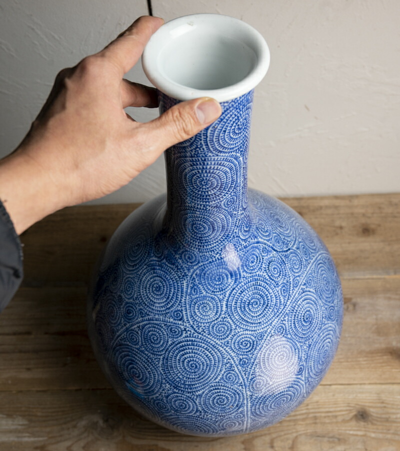 徳利□古伊万里染付蛸唐草紋とっくり 酒器 2本 花瓶 骨董 時代物(江戸