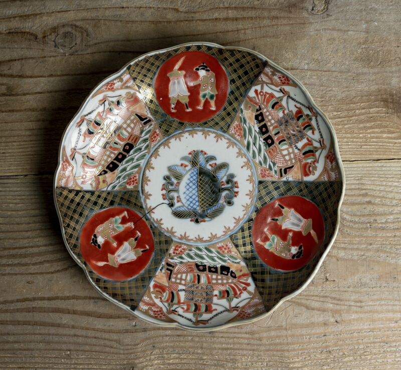 楽天市場】骨董○古伊万里金襴手南蛮人文皿○W24cm | 南蛮船 / 五艘線