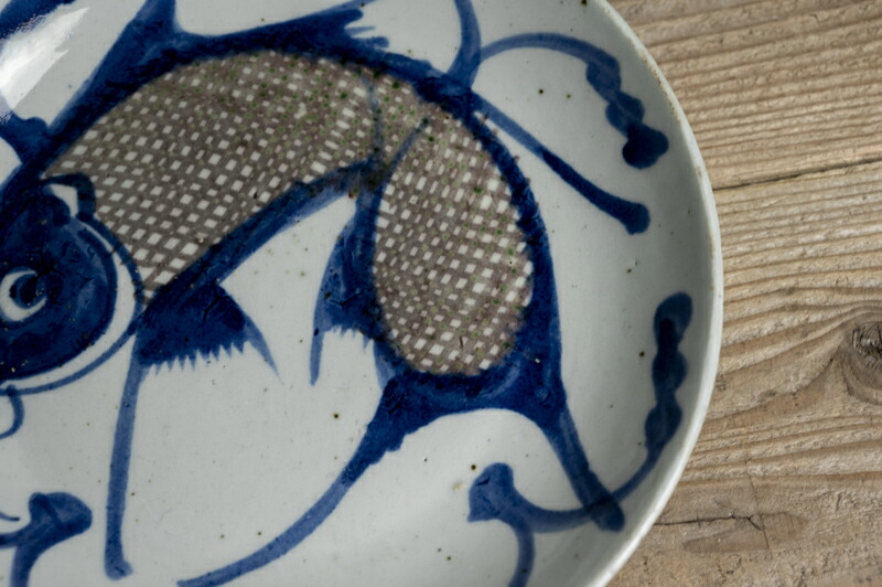 皿□支那染付鯉紋 清時代中期 飾り皿 魚皿 古玩 唐物 中国 時代物 骨董品□