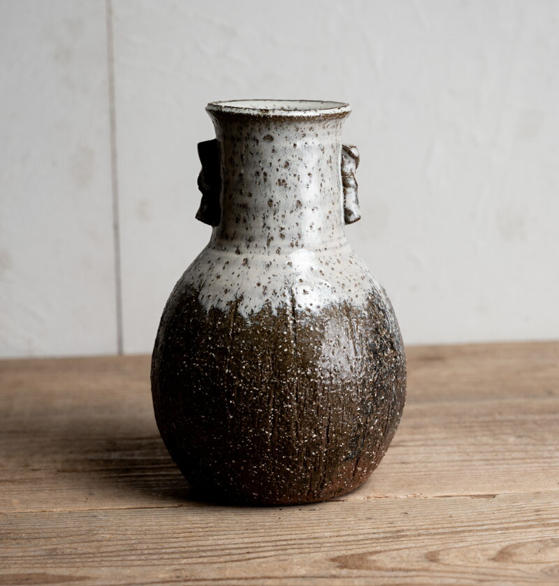 茶道具 古物品 花入 掛花入 萩焼 窯変 うずくまる 波田野善蔵 木箱入