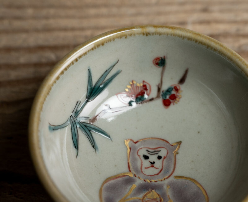 楽天市場】骨董○九谷焼色絵猿文盃○田中英子 / 作 | 共箱 | 現代