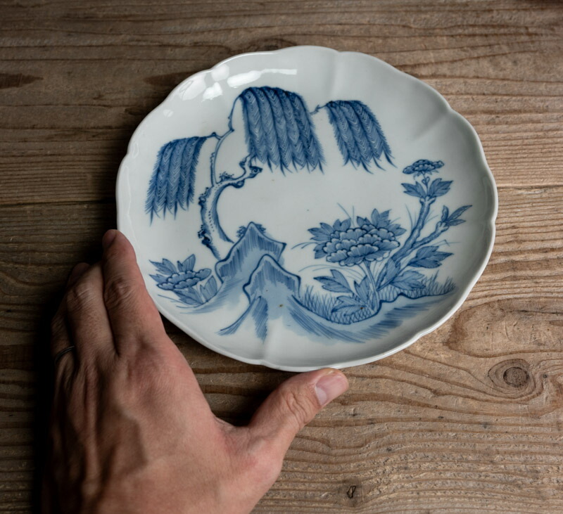 412『瀬戸 花唐草文 皿』 /骨董品 古美術 古道具 アンティーク 楽天