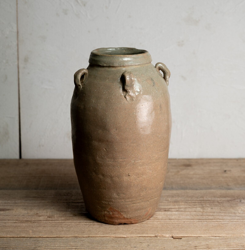 中国風☆陶器☆オブジェ☆骨董品☆古物 土器□須恵器 壷 緑釉古壺 花瓶