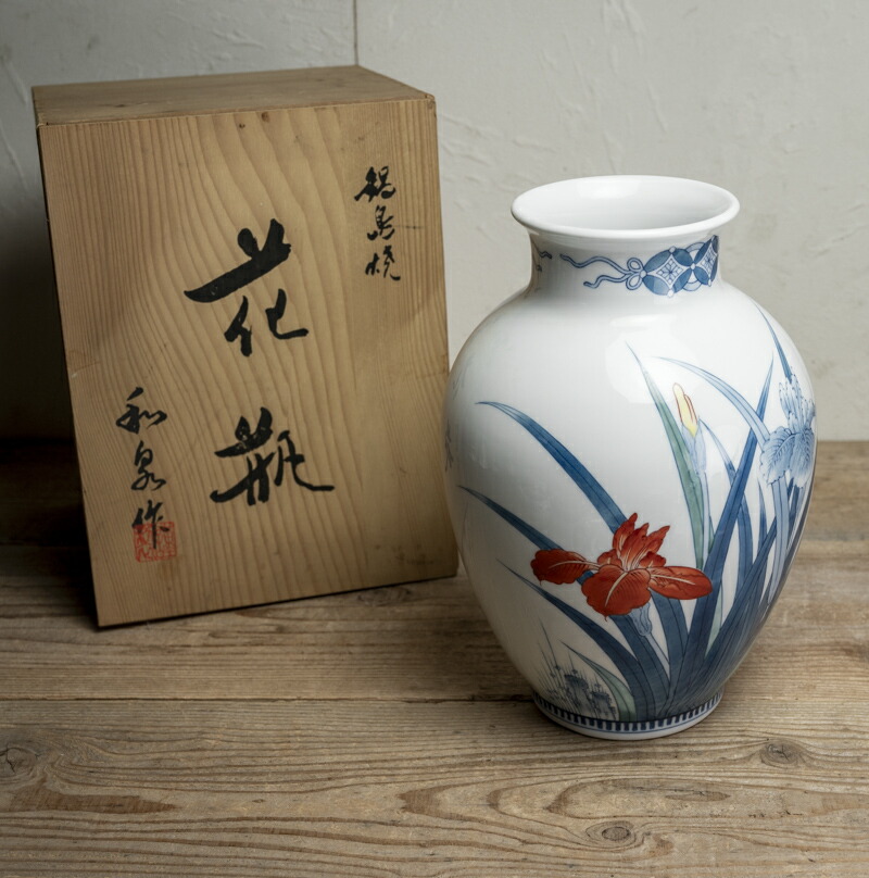 楽天市場】骨董○色鍋島菖蒲文花瓶○鍋島焼 / 和泉銘 | 現代-20-21世紀