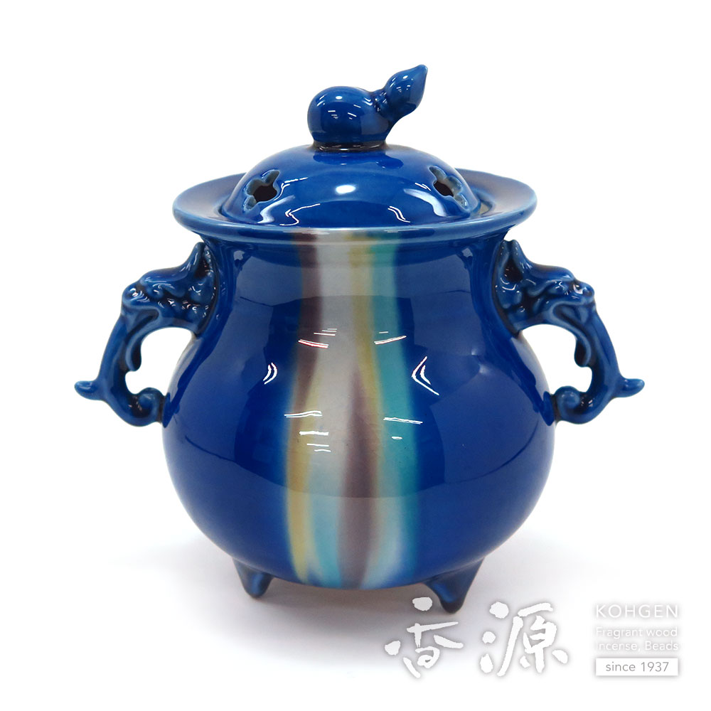 中国元時代 七官青磁 上手 銀火屋香炉 木箱付 東Y7-1203☆2Fトサオ