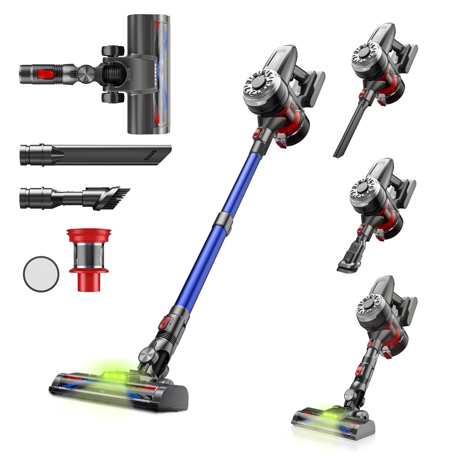 掃除機 コードレス【グリーンLEDライト付＆強力吸引＆65分連続稼働