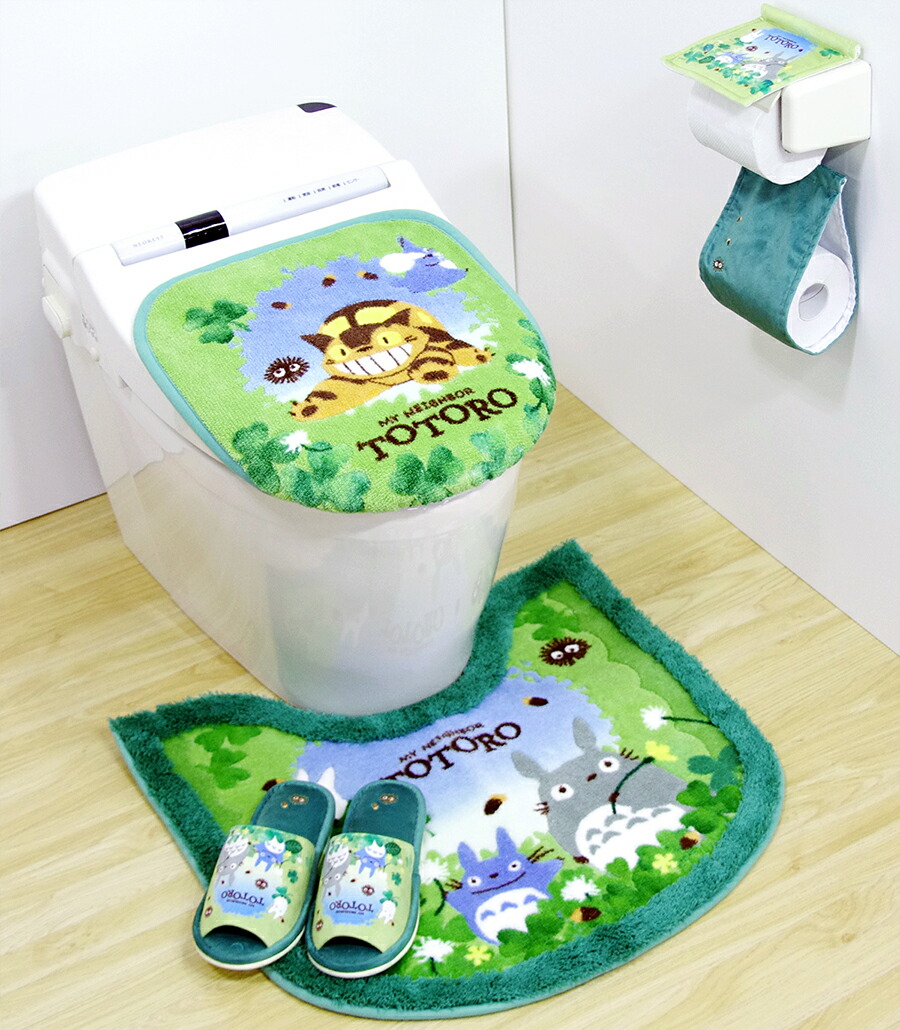 28日迄大特価 グリーン色 となりのトトロ ネコバス トイレマットセット