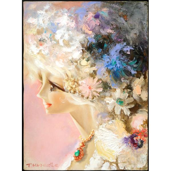 鶴岡義雄 マドモアゼル リトグラフ 絵画 鶴岡義雄 『マドモアゼル