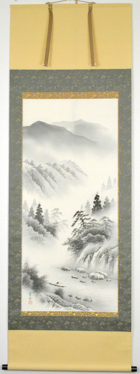 楽天市場】【特価品】山水 掛け軸尺八立『水墨山水』平野 翠雪（ひらの