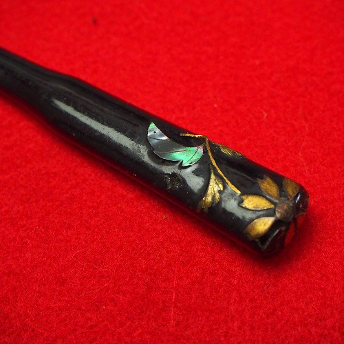 木製 天阿 草花 螺鈿 青貝 蒔絵 櫛、笄(こうがい) セット 木製 天狗